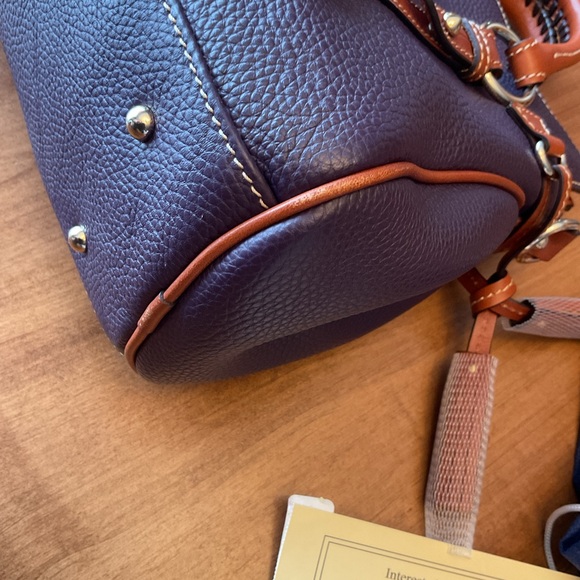 Dooney & Bourke Plum Wine Pebbled Leather Satchel with Whip Stitch - Picture 5 of 16